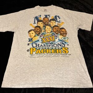 Mens XL Vintage 1997 Green Bay Packers NFC Championship Caricature Tshirt